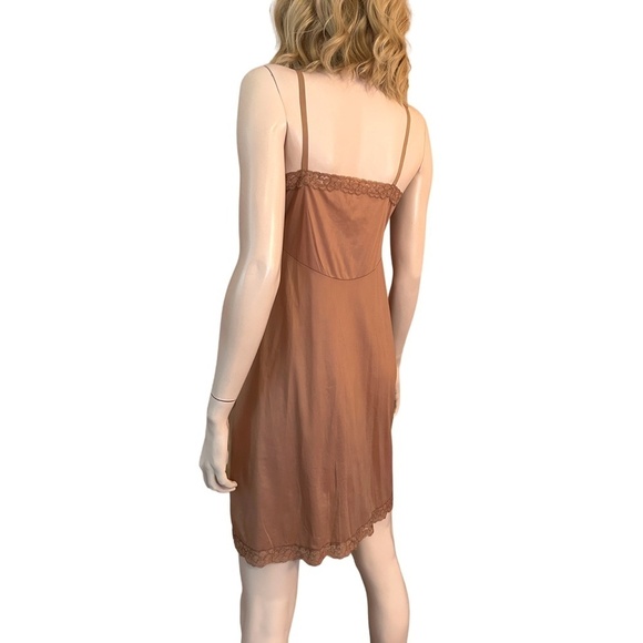 Vintage 60s KAYSER Full Slip 100% Nylon Matching Mocha Lace Lacy - Picture 5 of 15